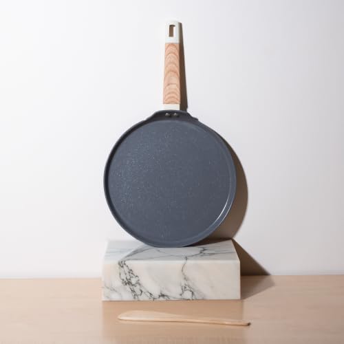 Image of Kreme Ceracook Ceramic Coated Granite Flat Tawa 28cm, ISI Certified Dosa Tawa, Forged Aluminium Body, Gas & Induction Compatible, Non Toxic, PFAS & PTFE Free, 1 Year Warranty, Ocean Deep Blue