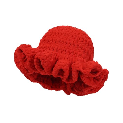 Oversized Handmade Crocheted Hat for Music Festival, Red, Medium, Acrylic, Girls, Women, Female - Main Image