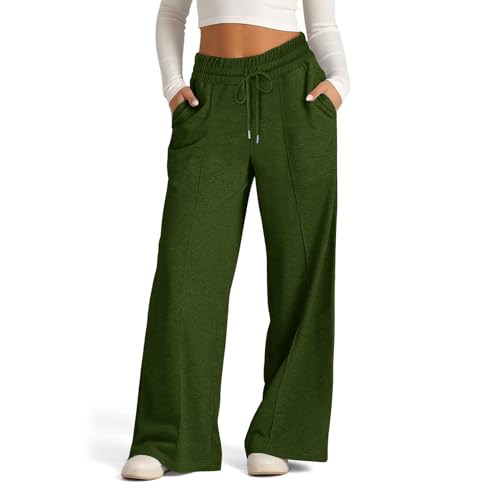 Women’s Wide Leg Sweatpants, Lightweight, High Waisted with Wide Pockets, Comfortable Lounge Pants with Drawstring, 2024