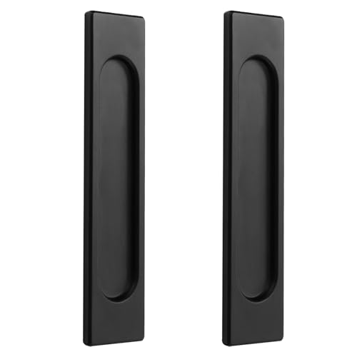 Biglumin 2 Piezas Tiradores de Puerta Corredera Ángulo recto Autoadhesivos,Tirador Puerta Corredera Aluminio (Negro), No requiere Perforación, Adecuado para Armarios, Puertas Correderas Ventanas,148mm