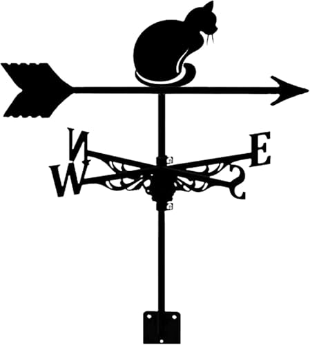 Wetterfahne mit schwarzer Katze, klassisch, langlebig, Windfahne, Dachmontage, Metall, Windrichtungsanzeige, Garage, Scheune, Garten, Terrasse, Bauernhof, Scheune, Garage, Außenzaun Wetterfahne mit schwarzer Katze, klassisch, langlebig, Windfahne, Dachmontage, Metall, Windrichtungsanzeige, Garage, Scheune, Garten, Terrasse, Bauernhof, Scheune, Garage, Außenzaun