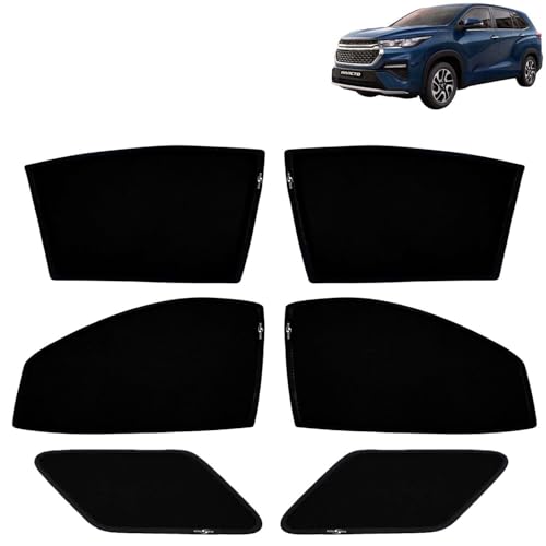 Image of KINGSWAY Car Sun Shade Curtains Only Compatible with Maruti Suzuki Invicto (2023 Onwards) | Z-Black Fix-Type (Non-Magnetic) | UV & Heat Protection | Pack of 6 Pcs