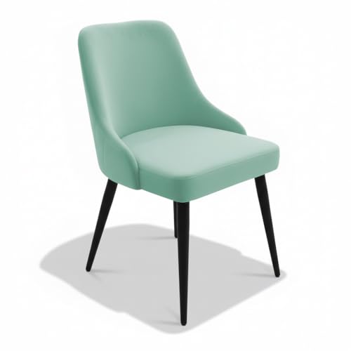 Image of Finch Fox Taskpro Modern Unique Velvet Upholstered Seating Living Room Dining Chair with Black Metal Legs in Pista Color