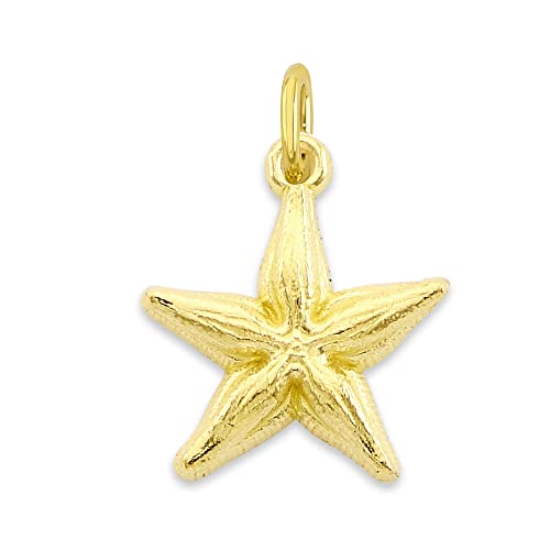 Solid 10k Gold Starfish Microcharm, Mini Cute Charm Beach Jewelry with Clasp