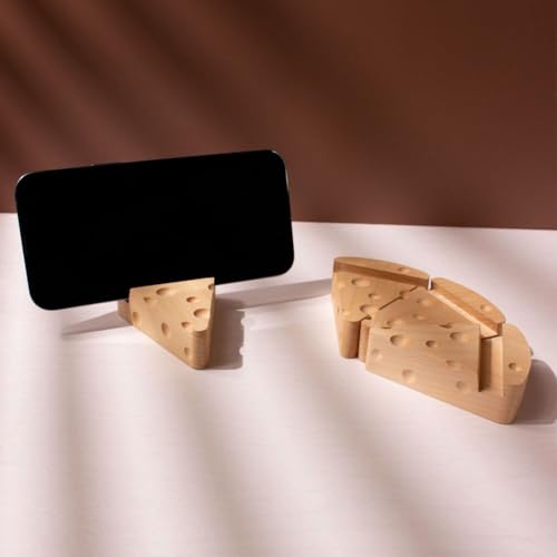 Support de téléphone de bureau en bois en forme de fromage mignon - 6