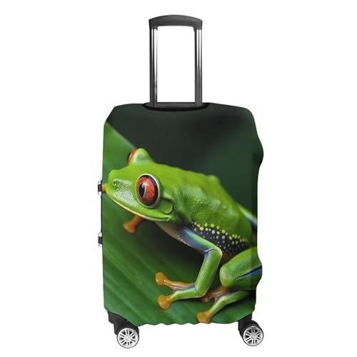 Animal Frog Green Leaf Leaves Luggage Cover, Washable Elastic Suitcase Cover Protector Fit 18-32 Inch Luggage4