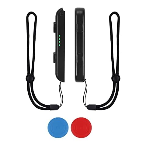 TOYMIS 2 Packs Wrist Strap for Nintendo Switch, Replacement Accessories with Joystick Cap Wrist Controller Adjustable Elastic Controller Wristband for Switch Joycon Joy Con Controller (Red, Blue) Cover