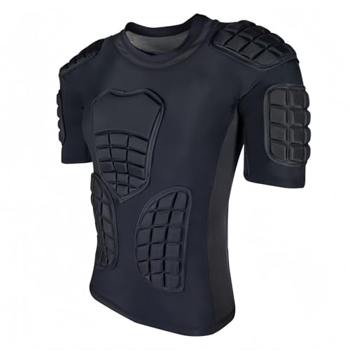 Topeter Men’s Padded Football Shirt with Chest, Rib, Back, Shoulder Pads, Impact Protection Shirts for Rugby, Baseball3
