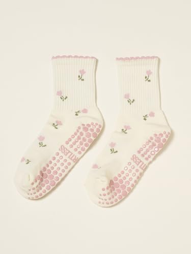 Image of Shapes Studio Half Calf Grip Socks, Cute Fruit Pilates Socks, Ruffle Socks, Non-Slip for Barre Yoga