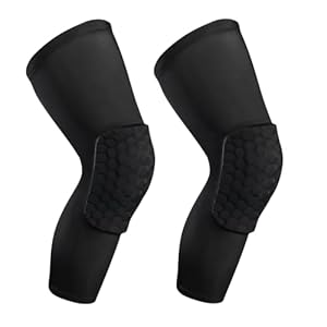 2 Pack Basketball Knee Pads Sleeves, Honeycomb Anti Collision Knee Pads Leg Compression Sleeves, Outdoor Sports Sleeves for Skating Wrestling Soccer Football Volleyball (Black, Large) product image
