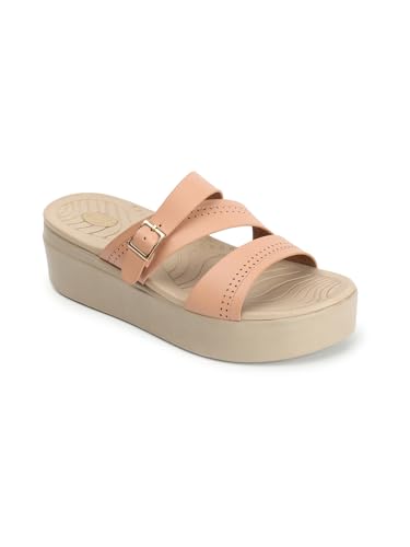 ELLE Womens Stylish Strapless Comfartable Sandals for Daily Work Casual Use I EL-AP-Wn-07 Peach 8 Kids UK (B0CJBPNJ6R) Amazon Price History, Amazon Price Tracker