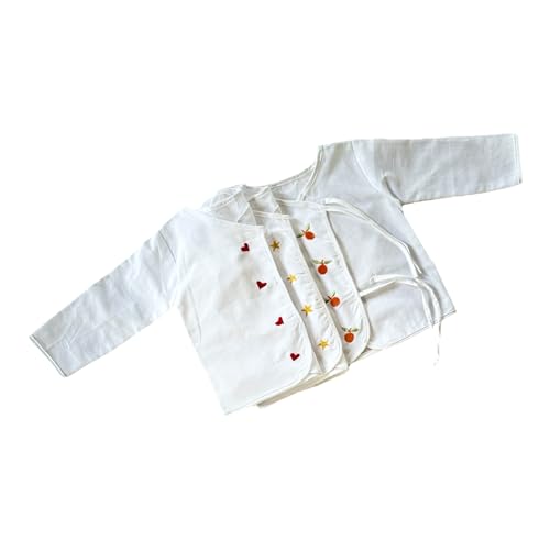 Image of Picksparrow Pure Cotton Embroidered Newborn Baby Clothes /Jhablas /Vests (Full Sleeve, Set of 3)