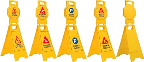 Customised Caution Floor Sign - Yellow | Caution Wet Floor | Work In Progress | Maintenance In Progress | Reserved Parking | Stop or Fully Blank Type A Freestanding Floor Sign for Malls, Restaurants