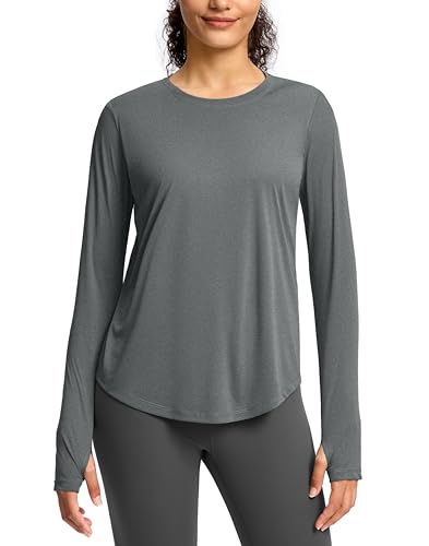 Image of Soothfeel Lightweight Long Sleeve Workout Tops for Women Gym Running Shirts