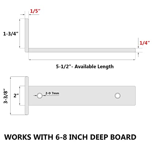Neodrop 6-Pack 6 Inch Floating Shelf Brackets, 1/4" Thick Heavy Duty Bracket, Black Powder Coated Steel #TOP1
