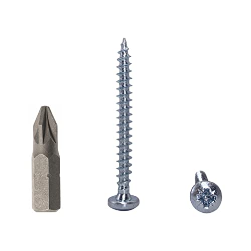 Lot de 50 vis à bois à tête cylindrique DIN 7981 en acier zingué 4,0 x 40 mm Vis à bois à panneaux d'aggloméré Vis à tête cylindrique universelles Pozi 4,0 x 40 mm