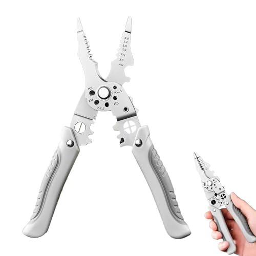 TokTech ワイヤーストリッパー ストリッププライヤー 21-in-1 多機能 ケーブルストリッパー 電工ペンチ 206mm 1-4mm用 高炭素鋼素材 バネ付 ねじカッター付 圧着機能付 電工 電線皮むき工具 切断可能 滑り止め 耐久性 [並行輸入品