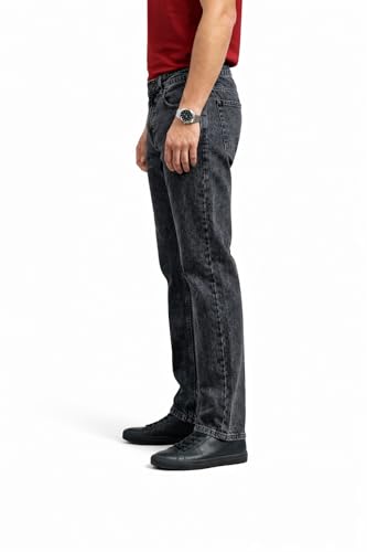 Image of Men's Baggy Jeans - Relaxed Fit Streetwear Denim Pants | Oversized Wide-Leg Mid Rise Jeans (in, Numeric, 30, Regular, Standard, Charcoal Gray)