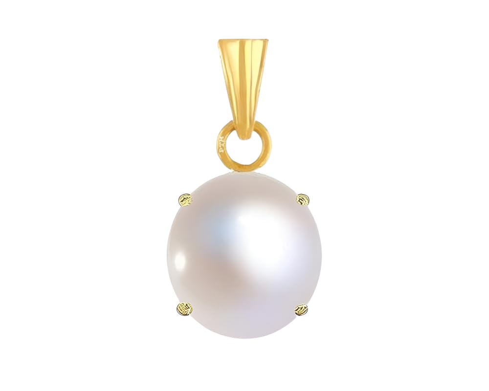 Ptm Natural Pearl/Moti 3.25 to 10.25 Ratti or 3.00 to 9.50 Carat Astrological Certified Gemstone Panchdhatu/5 Metals 22k Gold Plated Pendant for Men & Women