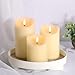 Eywamage Ivory Flameless Pillar Candles with Remote, Flickering Realistic LED Battery Wax Candles Set of 3, Φ 3