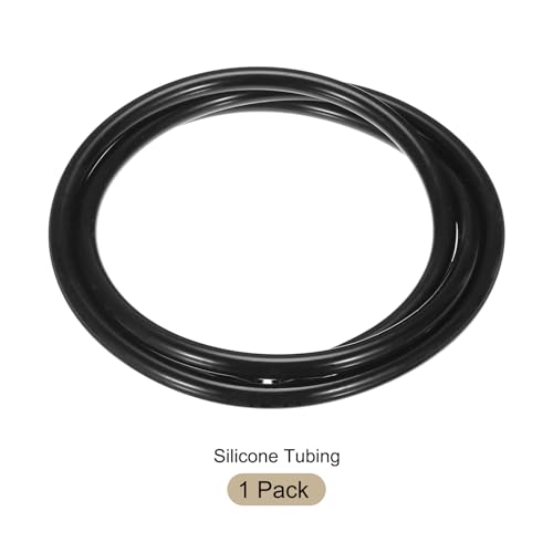 Image of 1m(3.3ft) 4mm(0.16 inch) ID x 6.4mm(1 /4 inch) OD Silicone Tubing Black Industrial Plastic Tubing Pure Silicone Hoses for Pump Siphoning Draining Irrigation Brewing