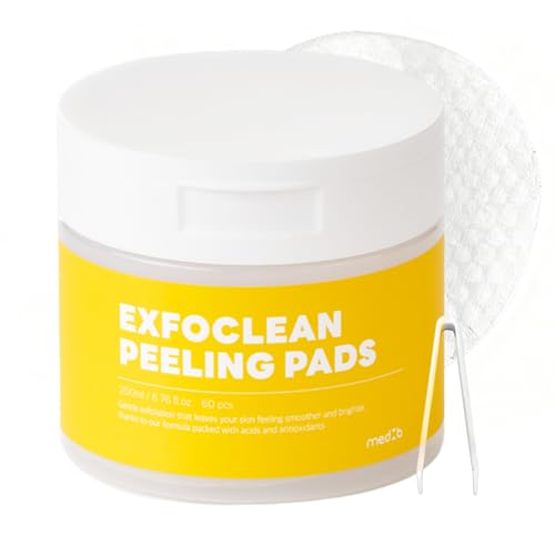 MEDB Exfoclean Peeling Pads Korean Skincare Exfoliating Face Pad with AHA & BHA Face Exfoliator Toner Pads with Salicylic Acid Brightening, Hydrating, Pore Care, for Radiant & Clear Skin, 60 Counts