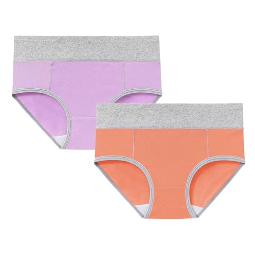 Juego de 2 bragas de algodón para mujer, cintura alta, talla grande, slips, comodidad, elástico, para mujer, vientre plano, bragas sexy y chic ropa interior, naranja, XL