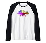 Photo Gallery paesaggio urbano colorato di boise - boise idaho skyline maglia con maniche raglan Photo Gallery paesaggio urbano colorato di boise - boise idaho skyline maglia con maniche raglan