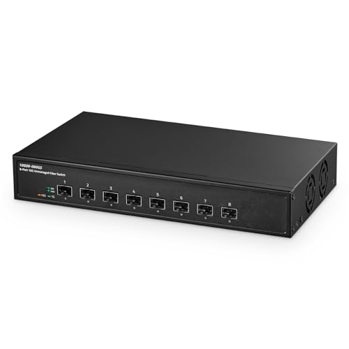 Binardat Switch in fibra a 8 porte 10 Gigabit, slot SFP+ 8x10G, supporto 1G/10G, larghezza di banda 160Gbps, desktop in metallo non gestito|Switch di rete per montaggio su rack