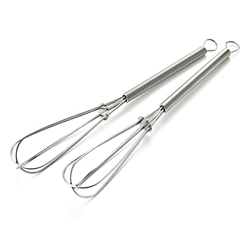 STOBAZA 6pcs Stainless Steel Mini Beater Handheld Whisk for Mixing Blending Beating Eggs Spring Handle Kitchen Gadget for Sauces Creams