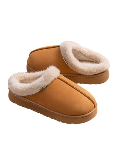 Mayamiyasa Chaussons Femme Hiver Chaud Mémoire de Forme ChaussonsFemmes Maison Confortable fourrés Faux Daim à Fourrure Doublure Pantoufles Chaussons Antidérapant enfiler Intérieur/extérieur, 36-37