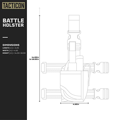 Tacticon Universal Drop Leg Holster | Combat Veteran Owned Company | Tactical Thigh Holster With Mag Pouch | 500D Nylon Adjustable 1911 Gun Holster Fits Any Size Pistol (Left-Handed, Black) #TOP3