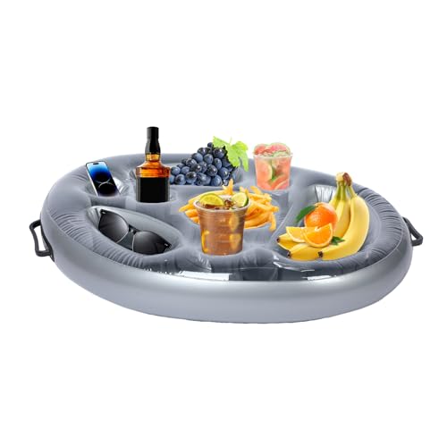 Portabevande gonfiabile 2 in 1 per piscina – bar gonfiabile & vassoio snack con 8 fori – grande capacità – supporto galleggiante per feste per piscina, spiaggia e vasca idromassaggio