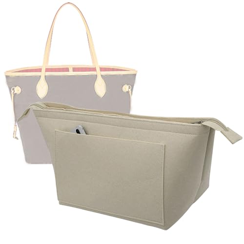 Lckaey Purse Insert Organizer for Neverfull pm mm gm Bag Liner Shaper purse kit insert 1070beige-M