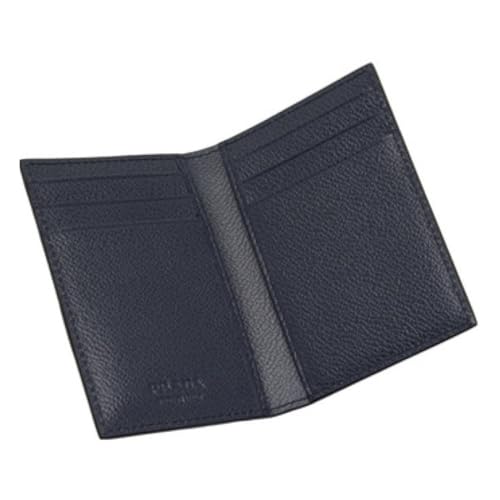 Prada Vitello Grain Blue Leather Triangle Logo Vertical Bifold Wallet2