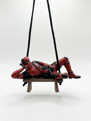 Image of YOURKARTS.COM Deadpool Car Hanging Toy for Rearview Mirror Superhero Car Accessory | Cute Swinging Deadpool Figurine for Car Interior Decoration | Gift for Car (Hanging Superhero-A)