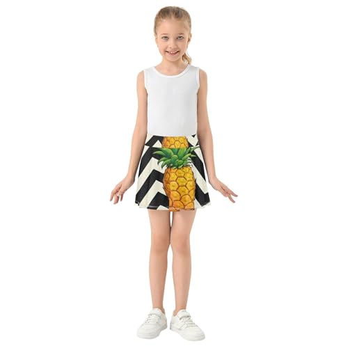 Joisal Athletic Shorts Girls Skorts Tennis Skirts for Kids Uniform Teen Skirt Pineapples Black White Zigzag 3t3