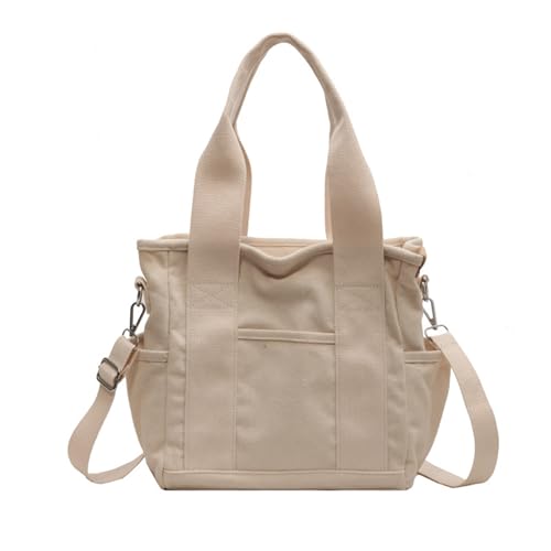 Large Capacity Canvas Tote Bag,Trendy Daily Commuting Crossbody Small Tote Bags, Multi Pockets Shoulder Bag Reusable