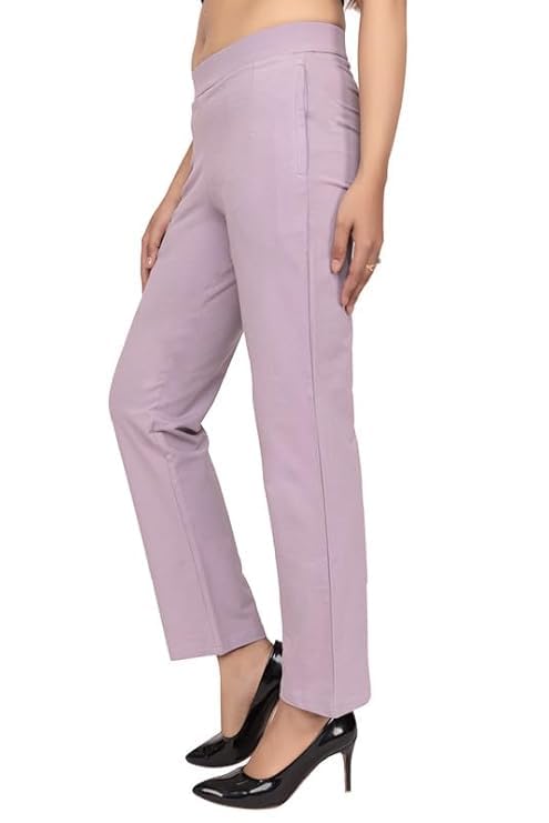Image of Mlada All Day Cotton Track Pants for Women with 3 Zip Pockets | Regular Fit Mid Rise Track Pants with Stretchable Elastic Waist and Interlock Seams to Prevent Chafing