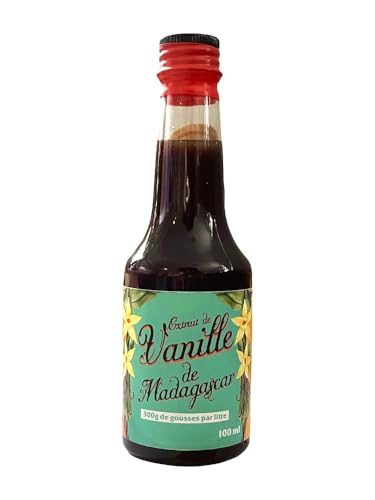 EXTRAIT PUR DE VANILLE BOURBON Flacon de 100 ml, très concentré : 300 gr.par litre, SANS SUCRE.