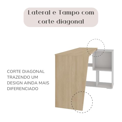 Escrivaninha Moderna para Home Office com 4 Nichos Assimétricos Urban Artany