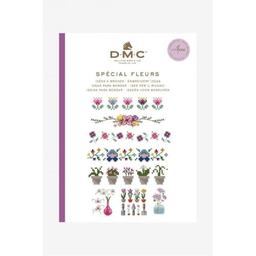 DMC   Mini libro punto de cruz FLORES, format A6, 40 pages avec 80/100 mini motifs