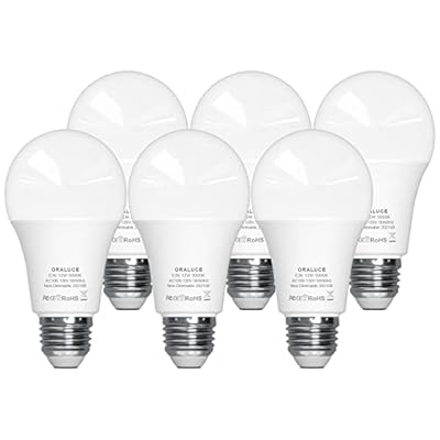 ORALUCE LED Light Bulb, A19 12W Lightbulbs, 100 Watt Equivalent, 120V 1200LM, 5000K Daylight White, E26 Medium Base, Non Dimmable, Energy Efficient, UL Listed, 6 Pack