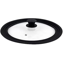 Cacerolas Vitrinor Vitrinor NEGRA Tapa de Sartén Ollas Cacerolas Multidiámetro Universal Adaptable Borde de Silicona Cristal Válvula de Vapor, 18/20/22 cm