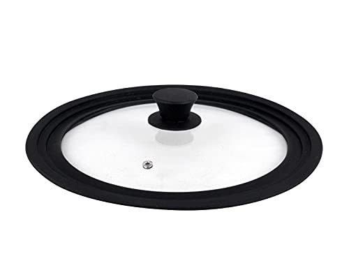 Tapa Sartén, Ollas, Multidiámetro, Borde Silicona, Cristal Con Válvula Vapor, 18-20-22 - Magefesa En Oferta Vitrinor Negra Tapa De Sartén Ollas Cacerolas Multidiámetro Universal Adaptable Borde De Silicona Cristal Válvula De Vapor, 18/20/22 Cm