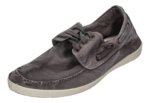 Natural World Eco - Zapatillas Hombre - Náuticos de algodón orgánico y Caucho - Color Gris- 303E