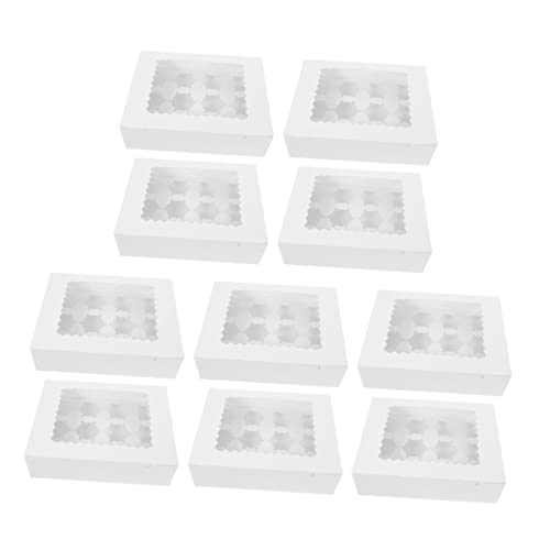 Cabilock 10pcs Box Cupcake Box Cupcake Carriers Pie Boxes Pastry Boxes Cookie Boxes with Window Egg Tart Boxes with Window