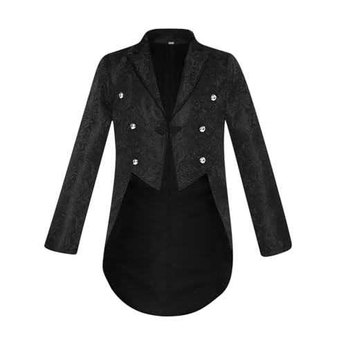 Steampunk Vintage Mens Print Tailcoat Suit Lapel Tuxedo Double Breasted Jacket Party Dinner Formal Suit Tux Coat
