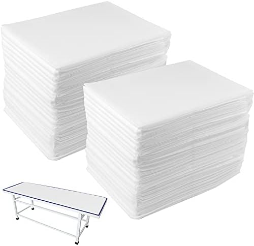 DEAYOU 40 Stück Massagetücher, Einweg-Spa-Bettbezug, Tischtücher für Schönheitssalon, Hotels, Tattoos, PE-Vliesstoff, ölwasserdicht, 80 x 170 cm, Weiß