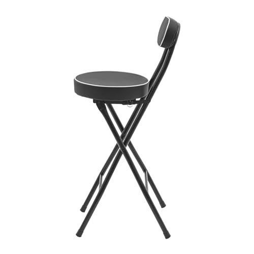 BVDHASDBT Sgabello Pieghevole Imbottito, Sgabello Pieghevole Alto con Schienale Alto, Gambe in Metallo Robuste/Piedini Antiscivolo, for Casa E Ufficio(Black,60cm)